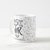 Mr. Rechts 25e Jubileum Silver Hearts Confetti Koffiemok (Voorkant links)