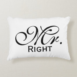 Mr. Rechts scroll tekst in zwart-wit Accent Kussen