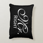 Mr. Rechts scroll tekst in zwart-wit Accent Kussen (Achterkant (Verticaal))