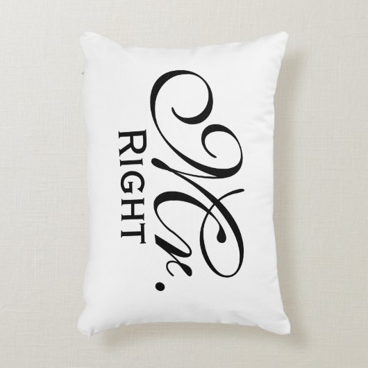 Mr. Rechts scroll tekst in zwart-wit Accent Kussen (Voorkant(Verticaal))