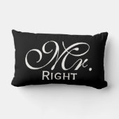 Mr. Rechts scroll tekst in zwart-wit Kussen (Achterkant)