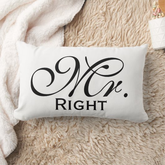 Mr. Rechts scroll tekst in zwart-wit Kussen (Deken)