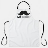 Mr. Rechts Zwarte snor Grappige bruiloft aangepast Schort (Voorkant)
