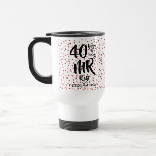 Mr Right 40e verjaardag Robijnen Harten Confetti Reisbeker