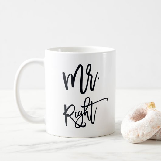 Mr Right | De heer Trendy Script Personalized Koffiemok (Met donut)
