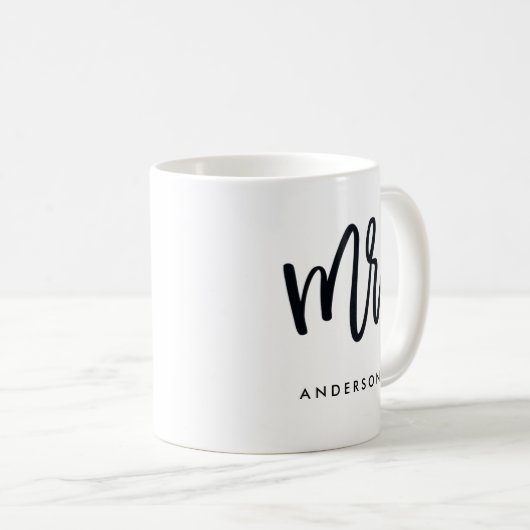 Mr Right | De heer Trendy Script Personalized Koffiemok (Voorkant rechts)