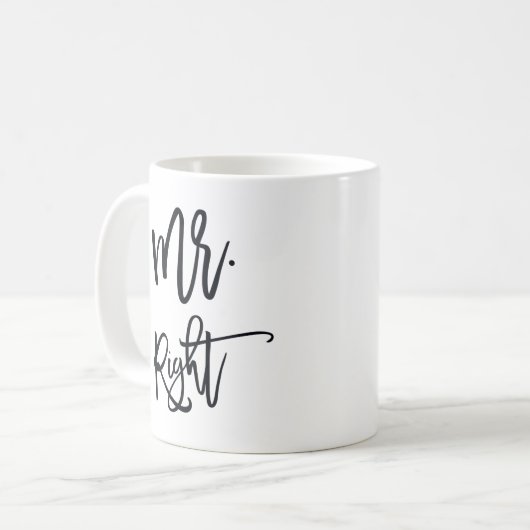 Mr Right | De heer Trendy Script Personalized Koffiemok (Voorkant links)