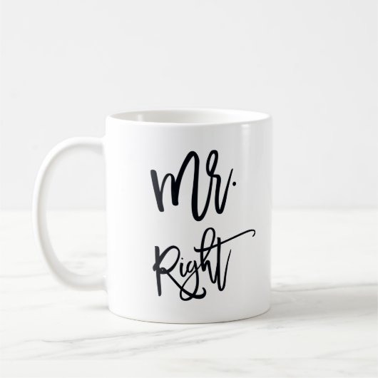 Mr Right | De heer Trendy Script Personalized Koffiemok (Links)