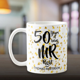 Mr Right en Mrs Altijd Recht 50ste verjaardag Koffiemok
