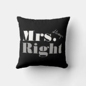Mr. Right en Mrs. Altijd rechts gooien kussen (Achterkant)