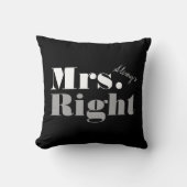 Mr. Right en Mrs. Altijd rechts gooien kussen (Voorkant)
