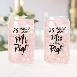 Mr. Right en Mrs. Always Right Jubileum Blikvorm Glas