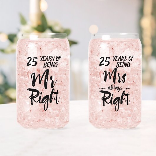 Mr. Right en Mrs. Always Right Jubileum Blikvorm Glas (Insitu (Huwelijk))