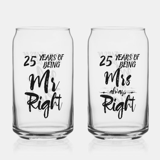 Mr. Right en Mrs. Always Right Jubileum Blikvorm Glas (Voorkant)