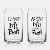 Mr. Right en Mrs. Always Right Jubileum Blikvorm Glas (Achterkant)