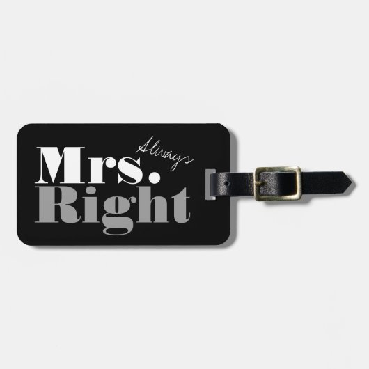 Mr. Right en Mrs. Always Right reizen bagagelabels (Voorkant horizontaal)