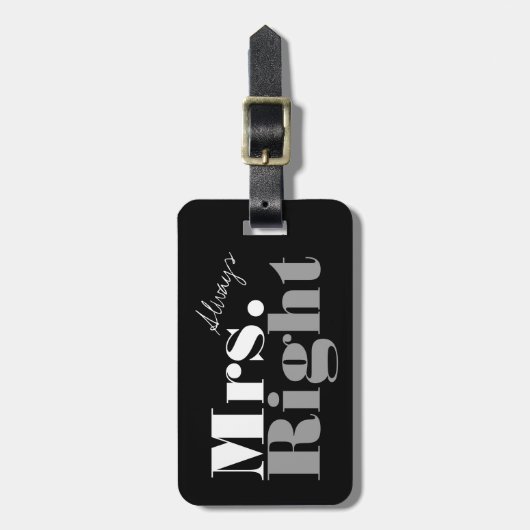 Mr. Right en Mrs. Always Right reizen bagagelabels (Voorkant verticaal)