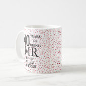 Mr Right Fun 40e jubileum Robijnen Harten Koffiemok (Voorkant links)