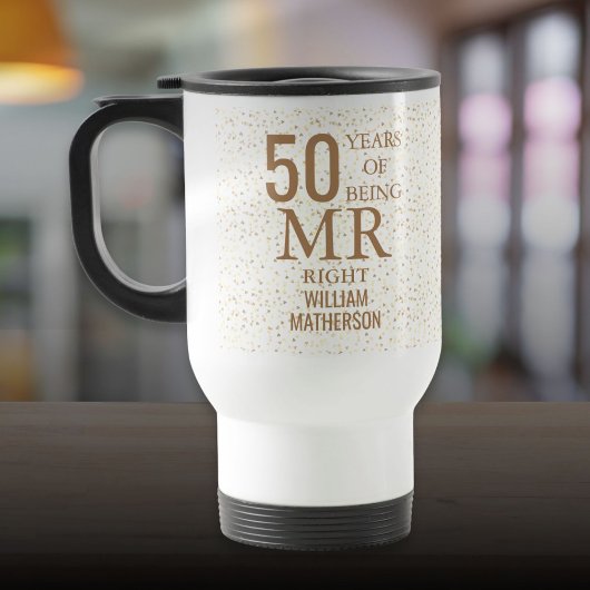 Mr. Right Fun 50e Jubileum gouden harten Reisbeker