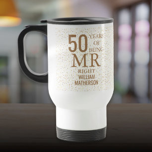 Mr Right Fun 50th Anniversary Gouden Harten Reisbeker
