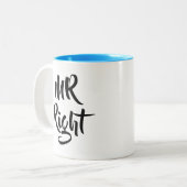 Mr Right Fun Tweekleurige Koffiemok (Voorkant links)