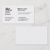 Mr Right Matchmaker-datingservice visitekaartjes (Voorkant / Achterkant)