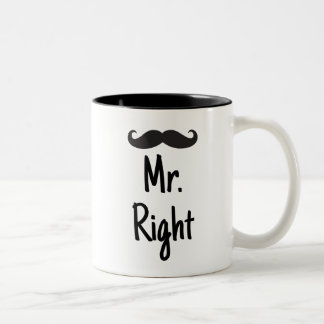 Mr. Right met Mustache Tweekleurige Koffiemok