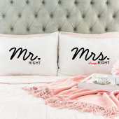 "Mr Right & Mrs Altijd rechts" Pillowcase set Kussensloop