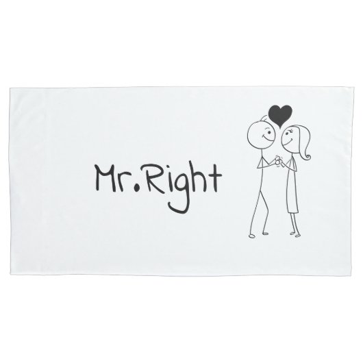 Mr.Right Mrs.Always Right Minimal Line Art Paar Kussensloop (Voorkant-Links)