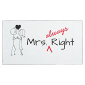 Mr.Right Mrs.Always Right Minimal Line Art Paar Kussensloop (Voorkant-Rechts)