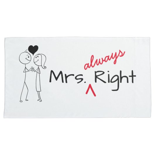 Mr.Right Mrs.Always Right Minimal Line Art Paar Kussensloop (Voorkant-Rechts)