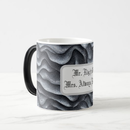 Mr Right & Mrs Always Right Silver Bling Luxe Glam Magische Mok (Voorkant links)