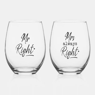 Mr Right, Mrs Always Right Wijnglas Zonder Voet