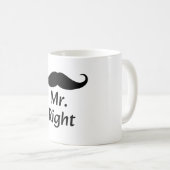 Mr. Right Mustache Fun Matching Paar Koffiemok (Voorkant rechts)