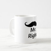 Mr. Right Mustache Fun Matching Paar Koffiemok (Voorkant links)