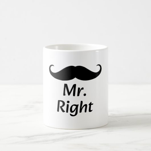 Mr. Right Mustache Fun Matching Paar Koffiemok (Center)