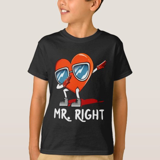 Mr Right Valentines Day Humor Matching Couples 1  T-shirt (Voorkant)