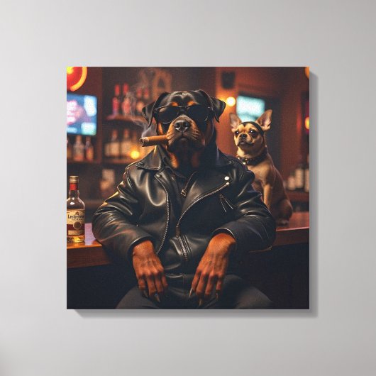Mr Rottie Cool met sigaar Canvas Afdruk (Voorkant)