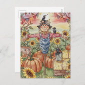 Mr. Scarecrow - Schattigee Halloween-illustratie Feestdagenkaart (Voorkant / Achterkant)