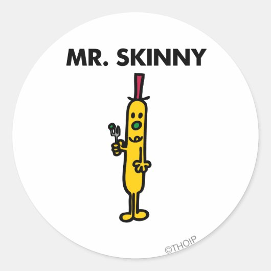 Mr Skinny | Erwten en vork Ronde Sticker (Voorkant)