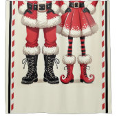 Mr. Skinny & Mrs Claus Red Black Holiday Douchegordijn (Voorkant)