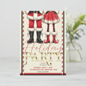 Mr. Skinny & Mrs Claus Red Black Holiday Party Kaart (Staand voorkant)