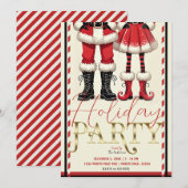 Mr. Skinny & Mrs Claus Red Black Holiday Party Kaart (Voorkant / Achterkant)