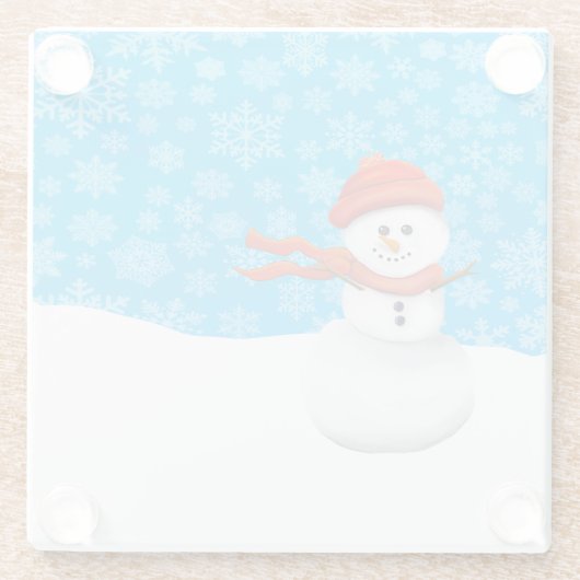 Mr Snowman Glazen Onderzetter (Achterkant)