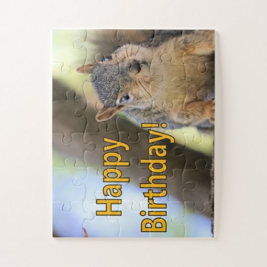 Mr Squirrel die een Gelukkige Verjaardag wenst Legpuzzel (Verticaal)