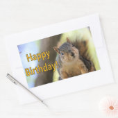 Mr. Squirrel die een Happy Birthday wenst Rechthoekige Sticker (Envelop)