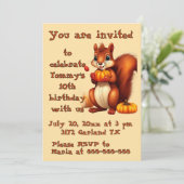 Mr. Squirrel Fall Birthday Party Invitation Kaart (Staand voorkant)