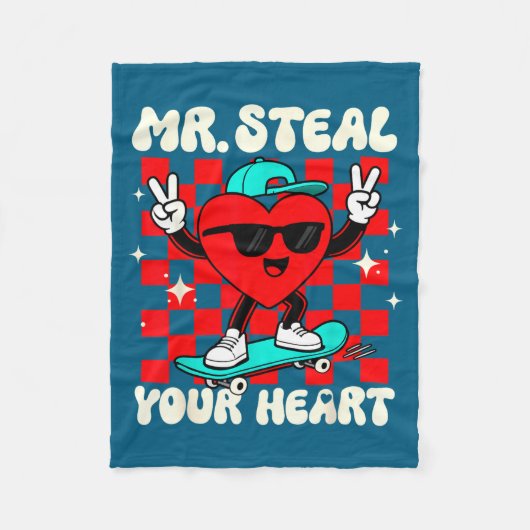 Mr Steal Your Heart For Boys Toddlers Valentine's  Fleece Deken (Voorkant)