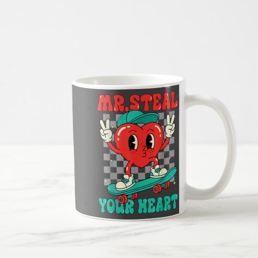 Mr Steal Your Heart For Boys Toddlers Valentine's  Koffiemok (Rechts)