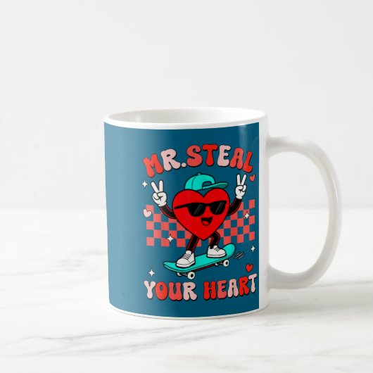 Mr Steal Your Heart For Boys Toddlers Valentine's  Koffiemok (Rechts)